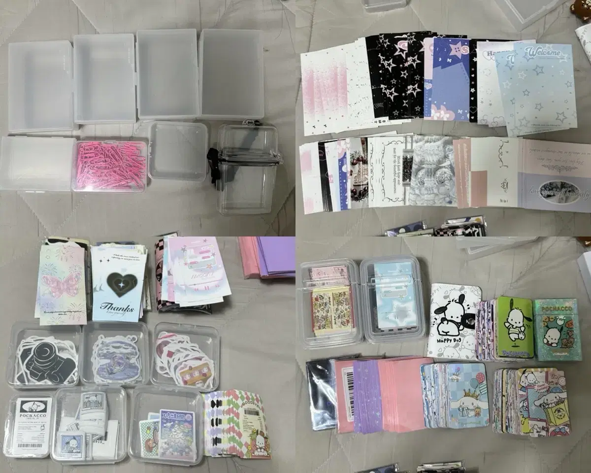 Bulk of poppo photocard packaging supplies header tack sleeve tubs