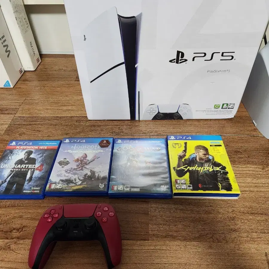 ps5 슬림 디스크,cd 4장,추가 컨트롤러