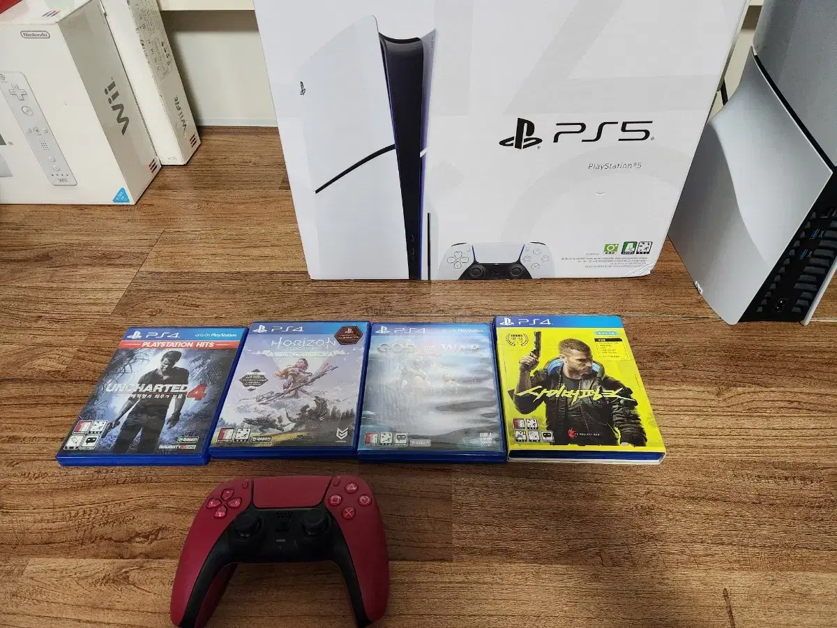 ps5 슬림 디스크,cd 4장,추가 컨트롤러