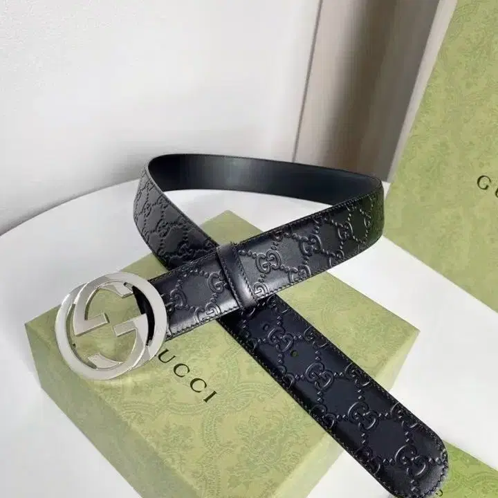 GUCCI Signature 스무머스 벨트 쇠귀 허리띠 블랙 남성용