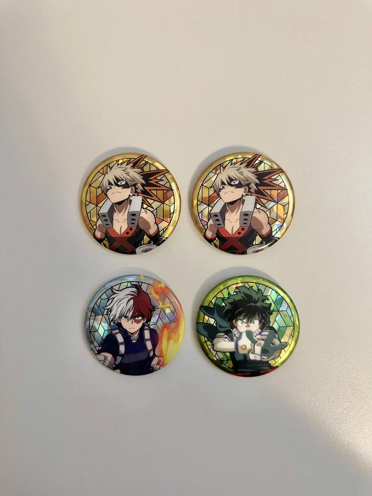 Hiroaka Stained Glass Can Badge for sale/exchange (Midoriya Bakugo Todoroki)