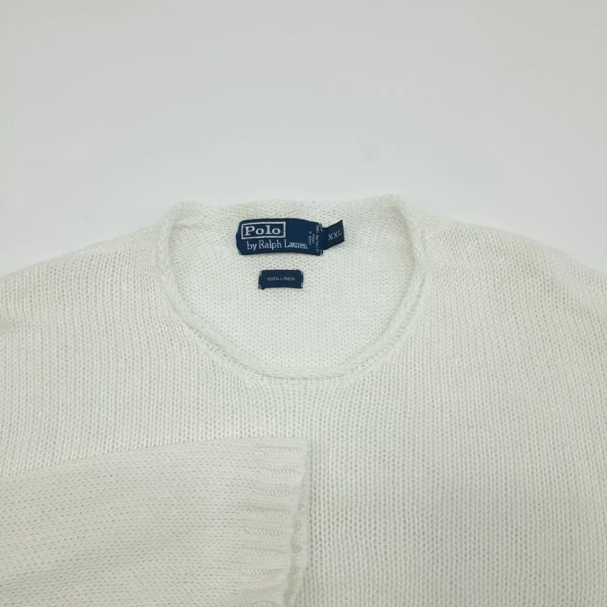 (CS143)2XL 폴로 랄프로렌 스노우화이트 린넨 긴팔 니트 knit