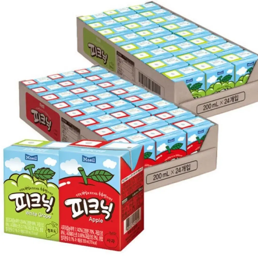 매일유업 피크닉 사과+청포도 200ML 48팩