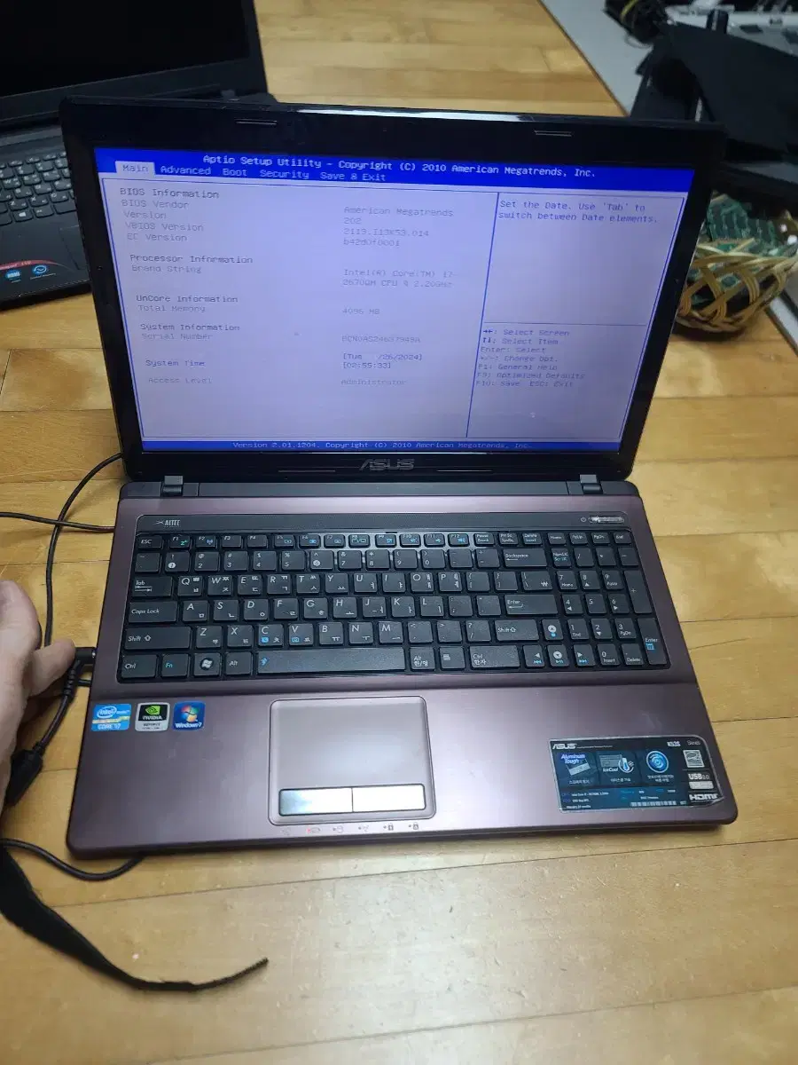 ASUS K53S 노트북 부품용 i7-2670qm 램4