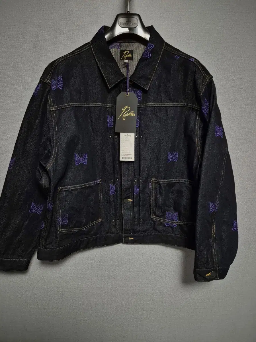 Needles Papillon Butterfly Embroidered Denim Trucker Jacket for sale