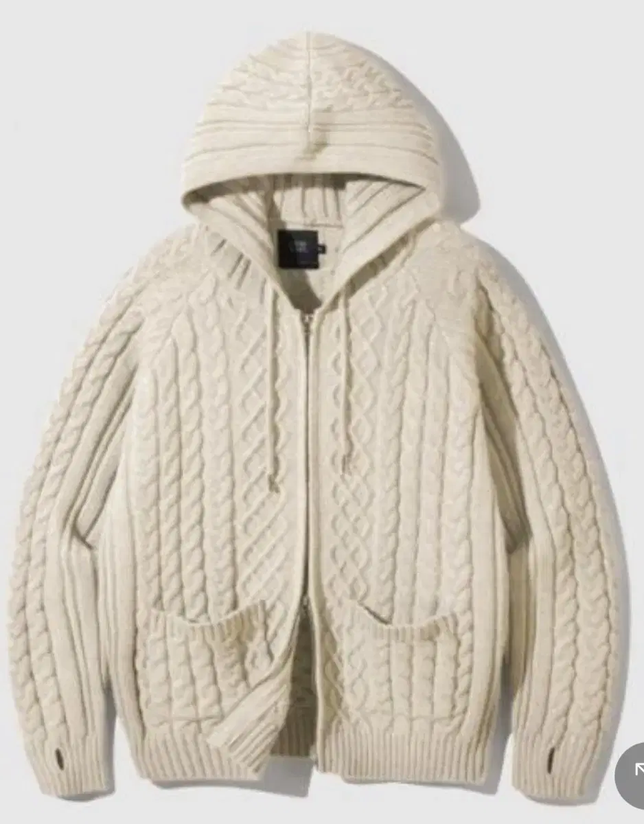 DimitriBlack heavyweight cable knit hooded zip-up oatmeal size M