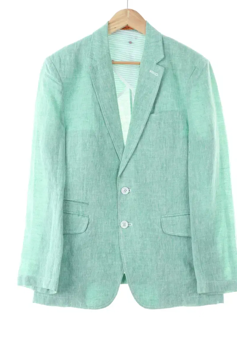 (L) BrandVintage Suit Jacket Blazer Kinlock Green Linen - 1072B