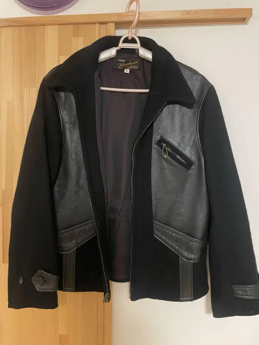 (m) Warehouse Leather Wool Jacket