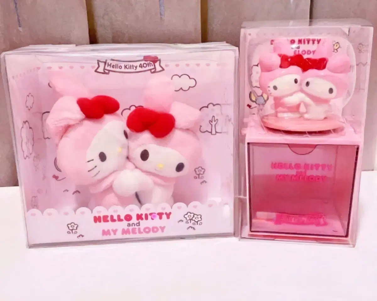 Kitty 40th Anniversary Hug doll MyMelody2Set