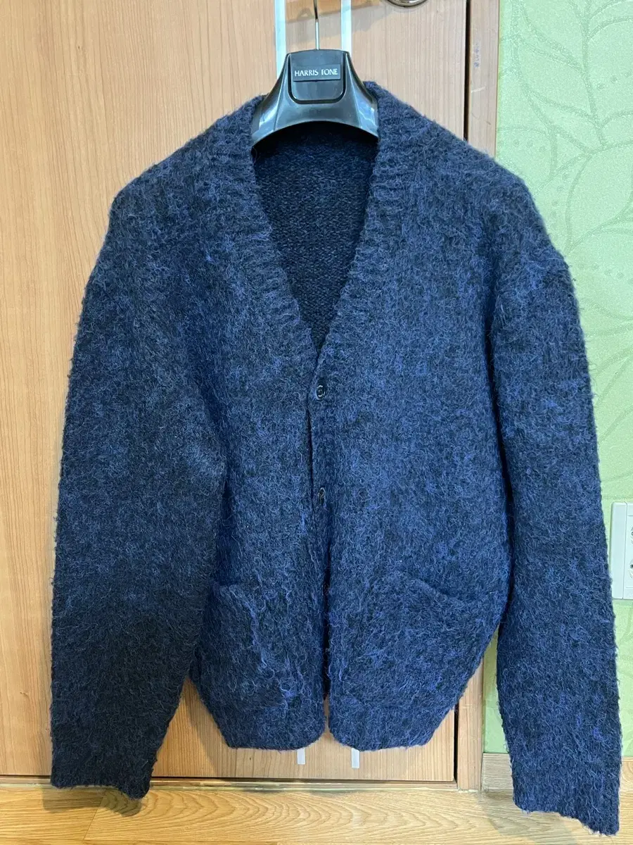 Sua Wool Tweed Cardigan Navy Black M