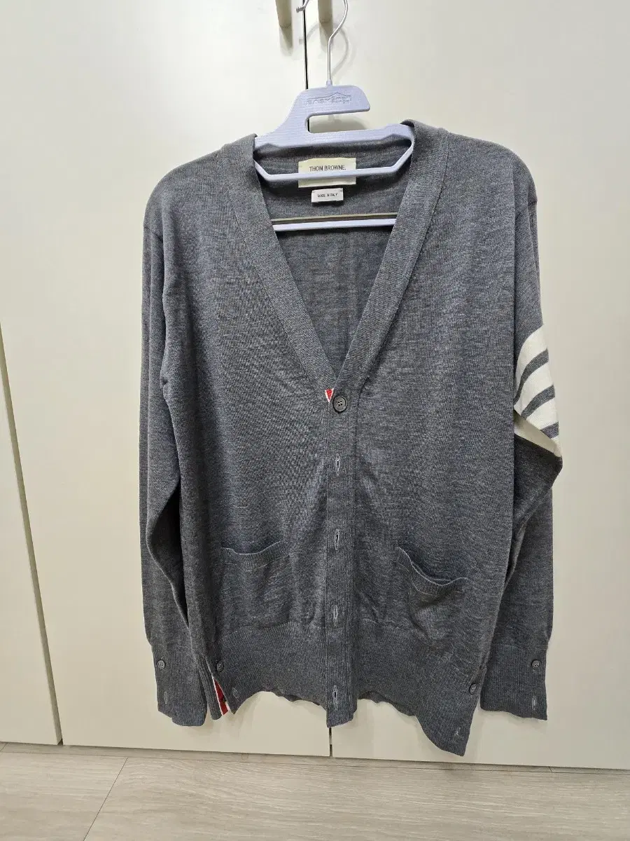 Thom Browne Merino Wool Diagonal Cardigan Mid-Grey 2 sizes