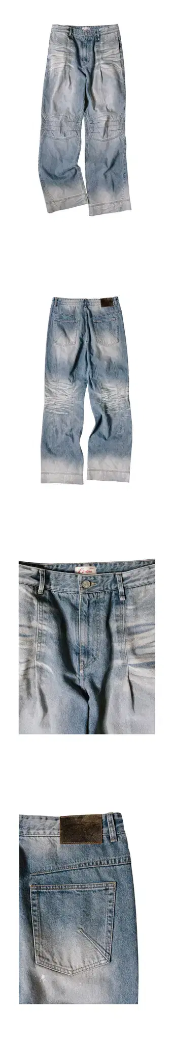 ETCE WASHED BIKER DENIM PANTS (BLUE)