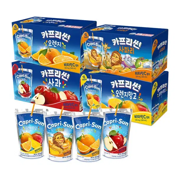 무료배송-카프리썬 200ml 40개 오렌지/사과/오렌지망고/사파리/펀알람