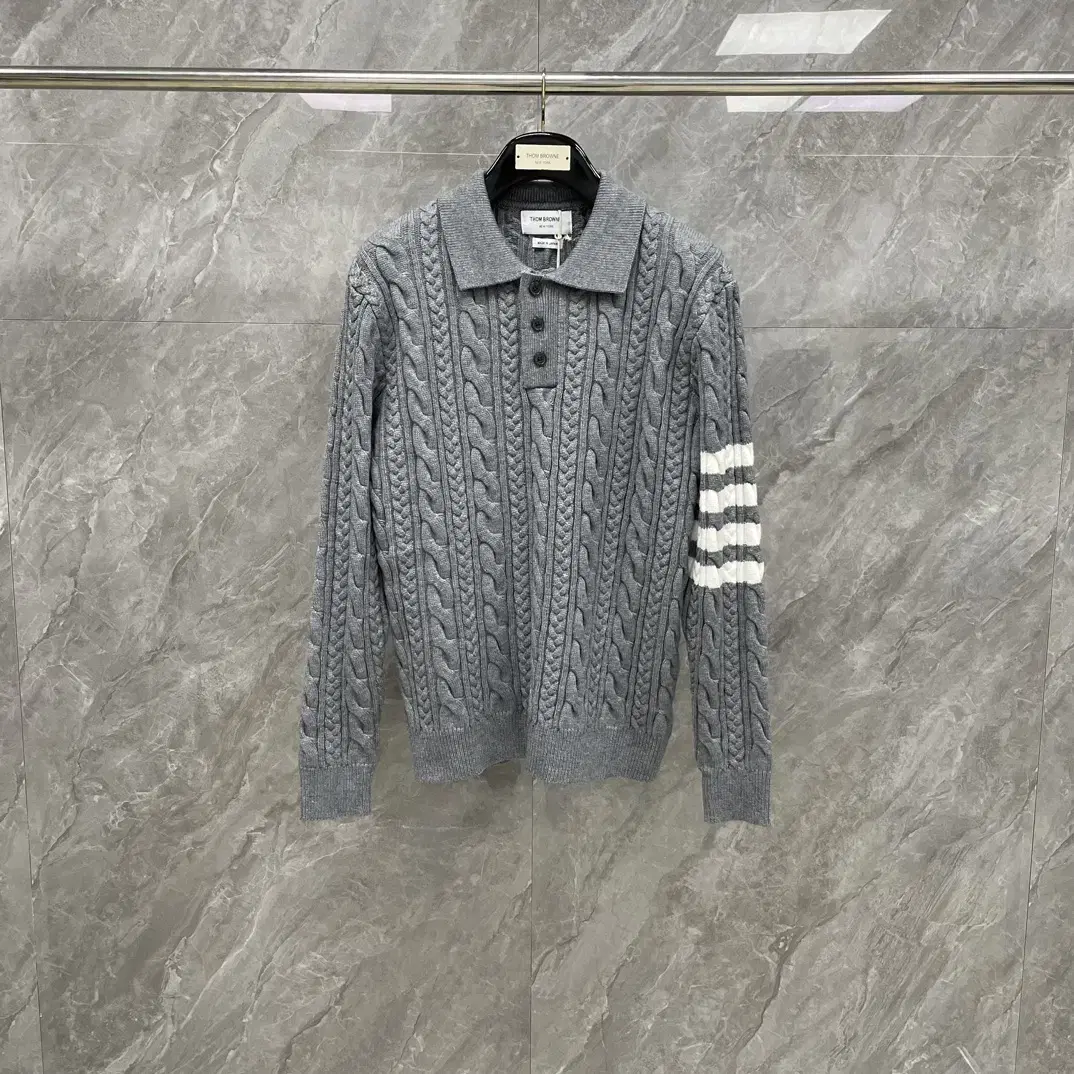 Thom Browne Men's Striped Gray Knit Sweater