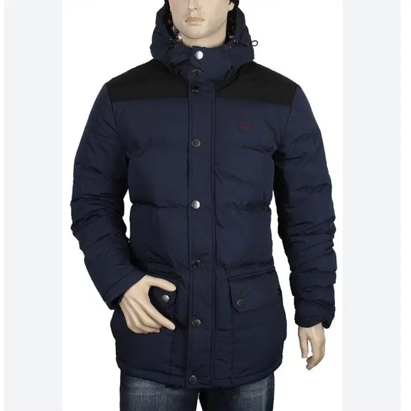 95 M Fred Perry Duck Down Hooded Check Padded Jumper