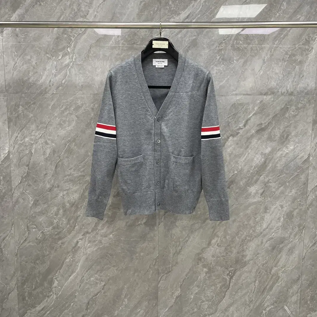 Thom Browne Men's Gray Knit Cardigan Sweater