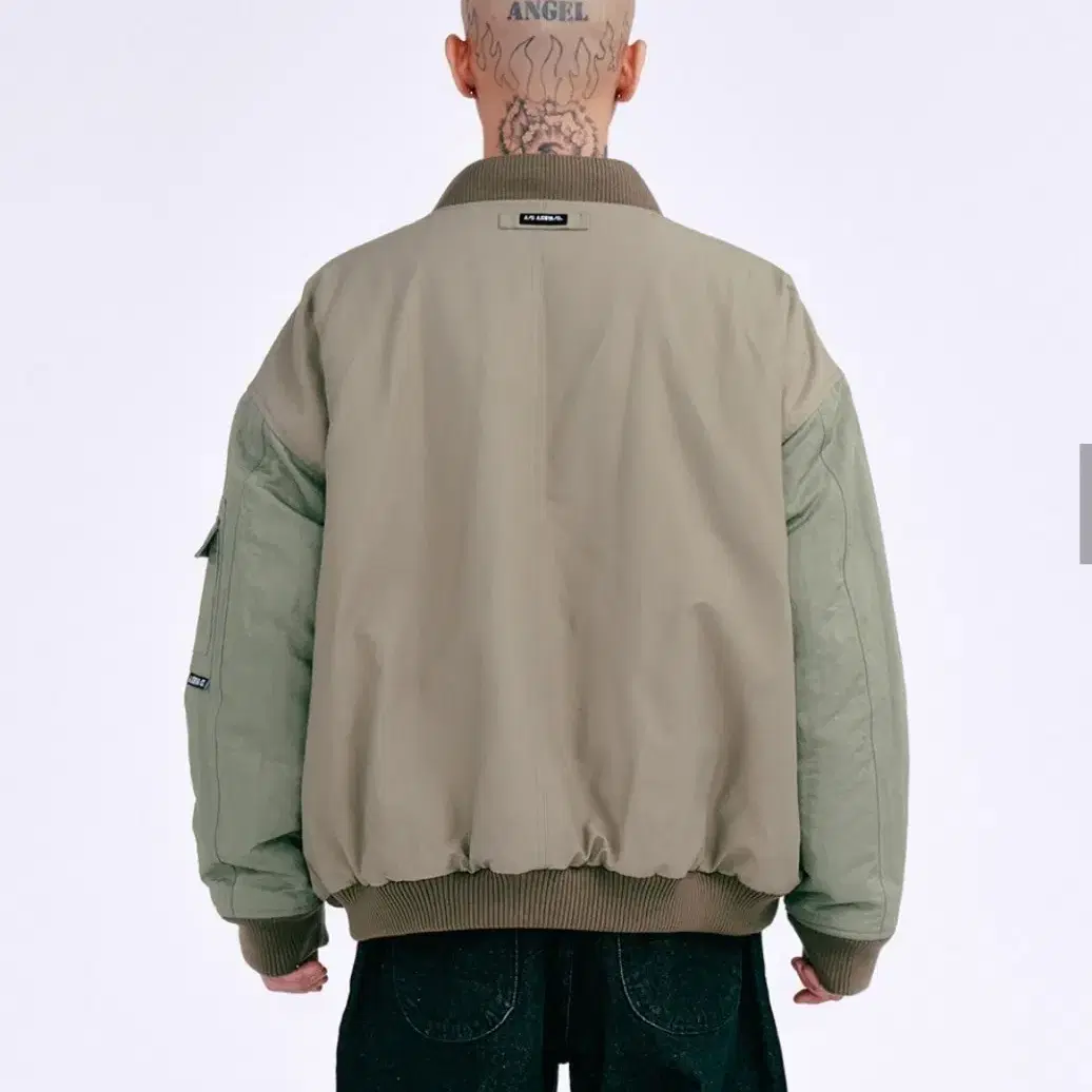 Fourfold Nylon Mixed Bomber Jacket [KHAK