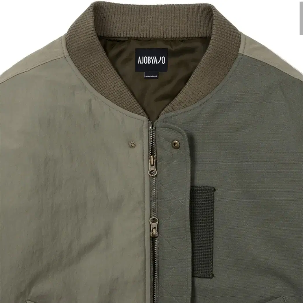 Fourfold Nylon Mixed Bomber Jacket [KHAK