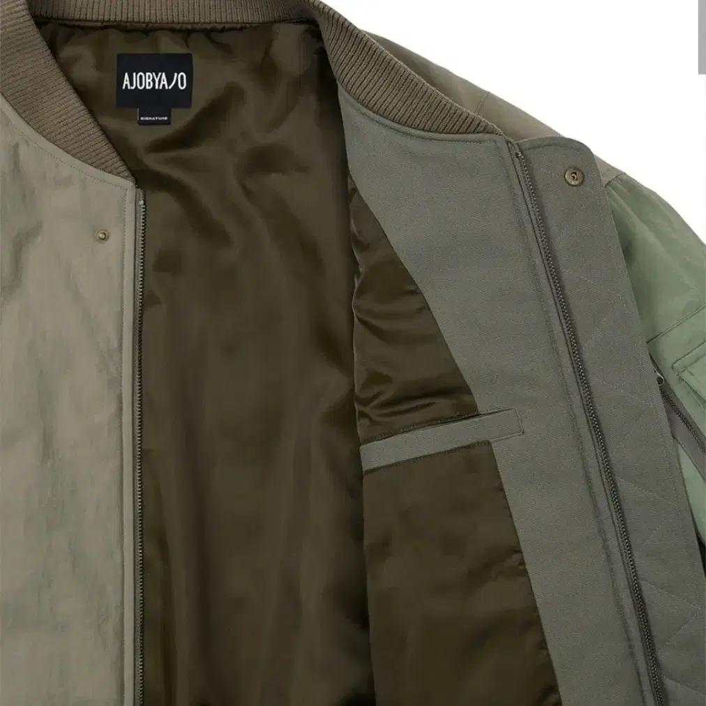 Fourfold Nylon Mixed Bomber Jacket [KHAK