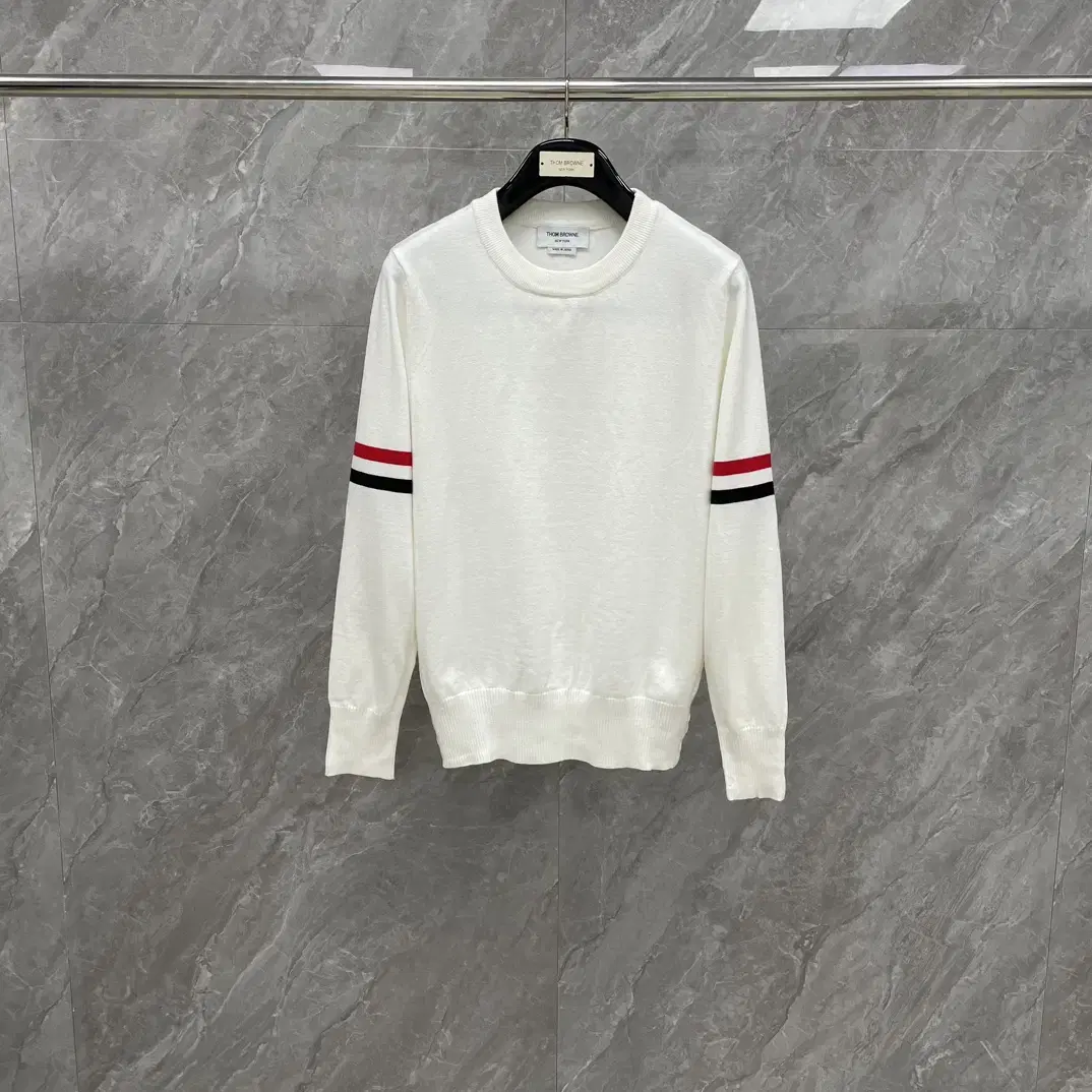 Thom Browne Men's Striped White Wool Knit Sweater