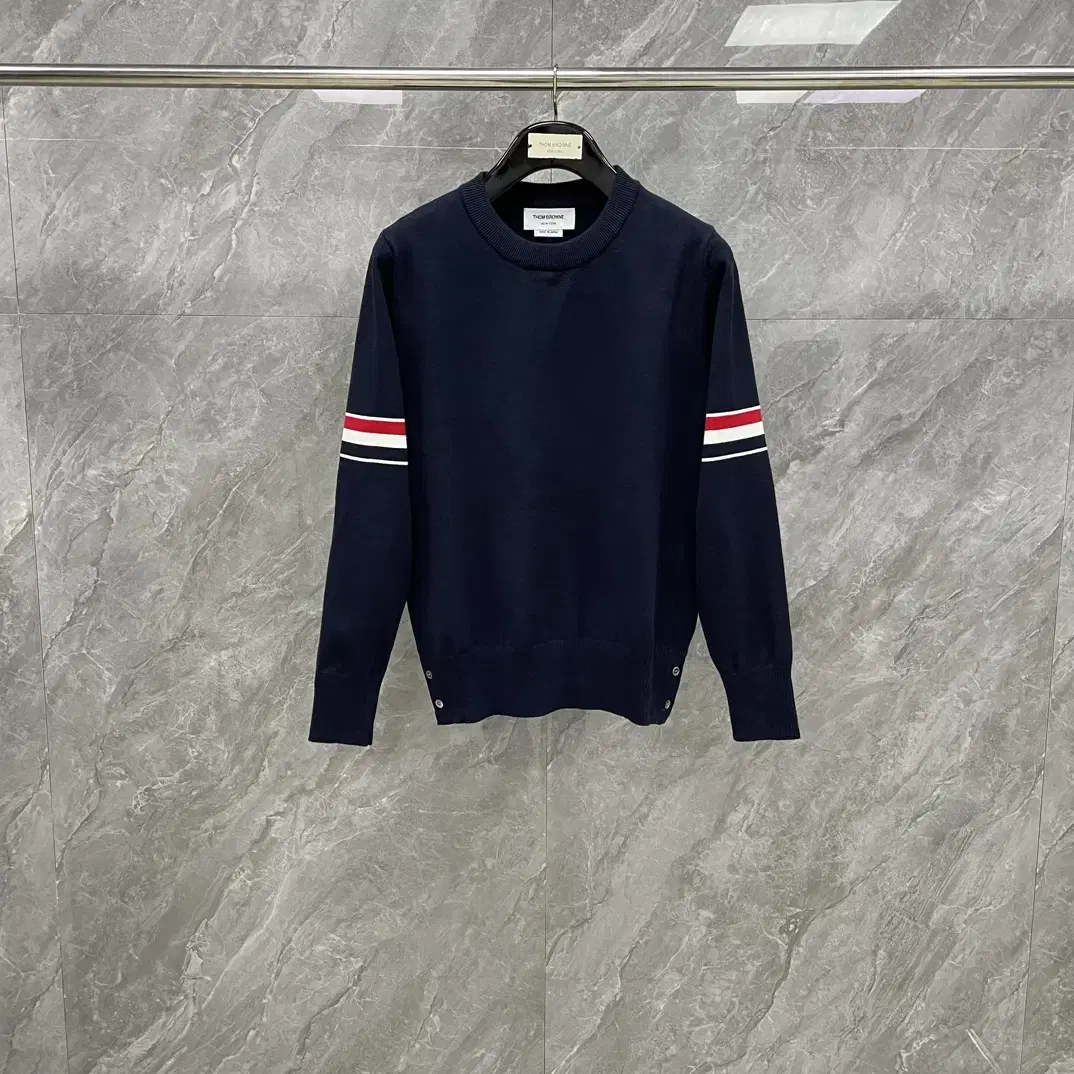 Thom Browne Men's Striped bloo Wool Knit Sweater