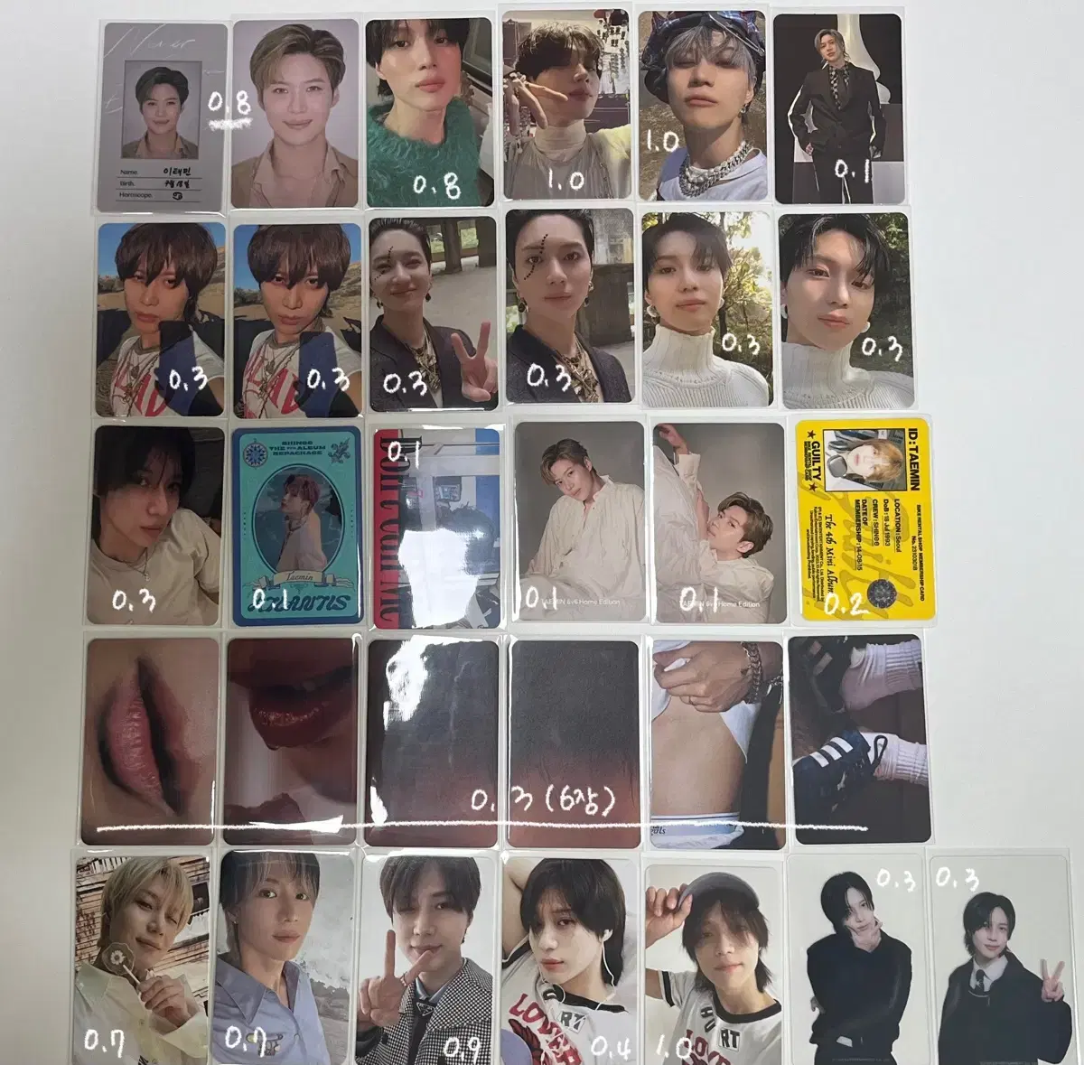 Taemin photocard bulk wts (advice, act1,act2,birthday photocard, etc.)