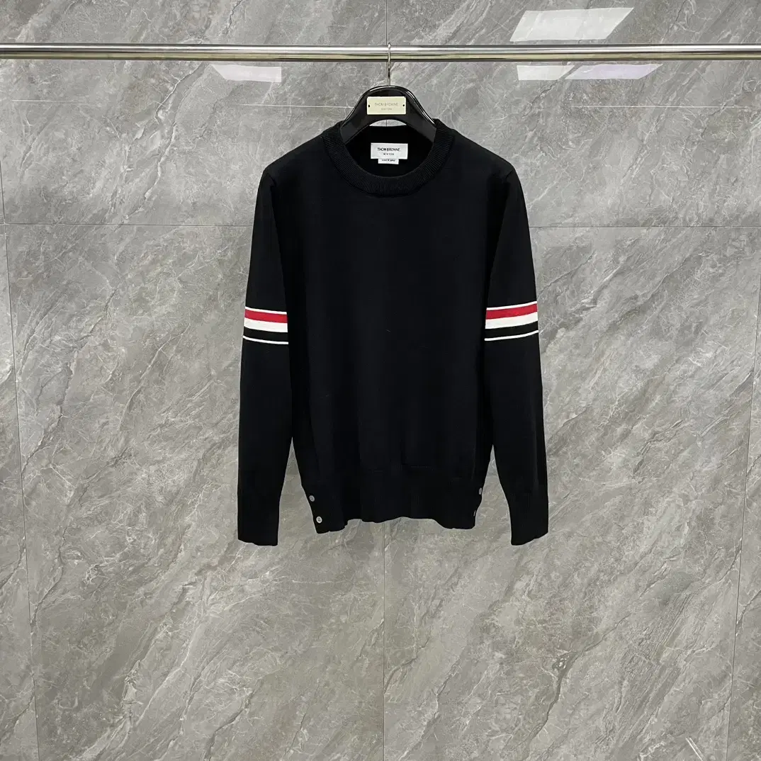 Thom Browne Men's Striped Black Wool Knit Sweater