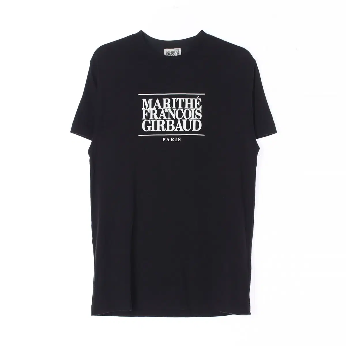 [S]Mariette Logo Printed Black Short Sleeve Round T-shirt