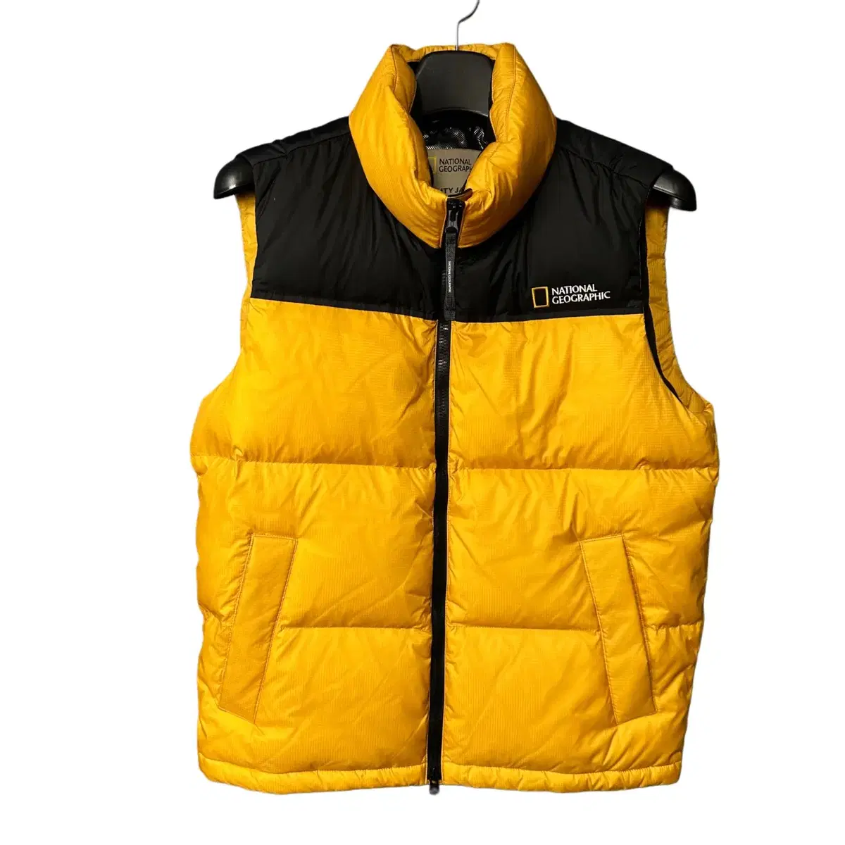 M National Geographic Logo Yellow Down Puffer Vest