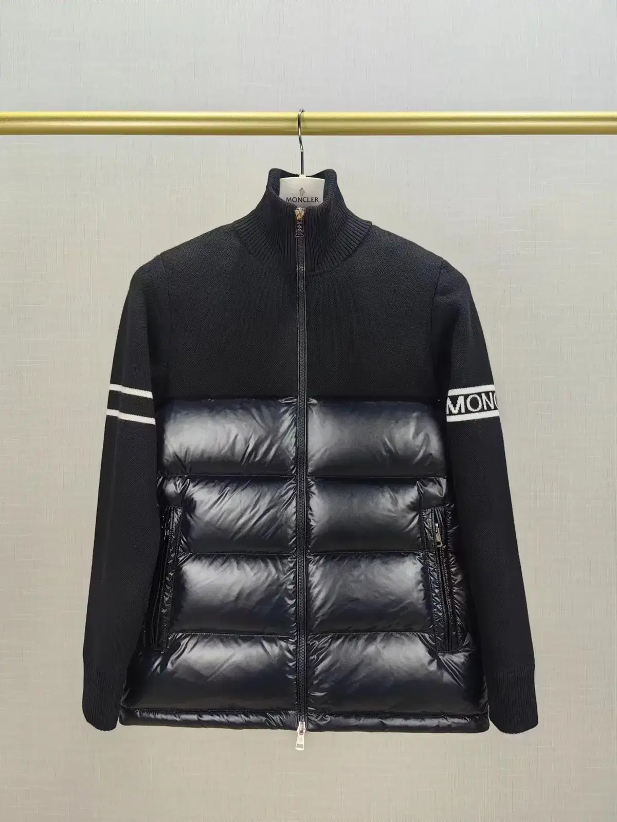 Moncler Men's Winter Black Jacket Knit Padded