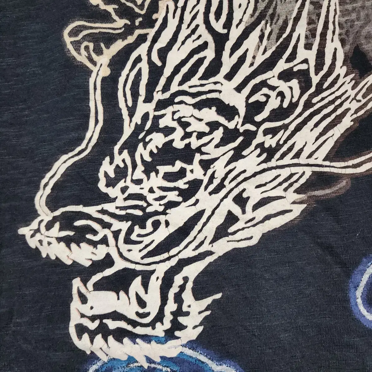 Oriental Japanese Dragon 프린팅 자수 반팔티