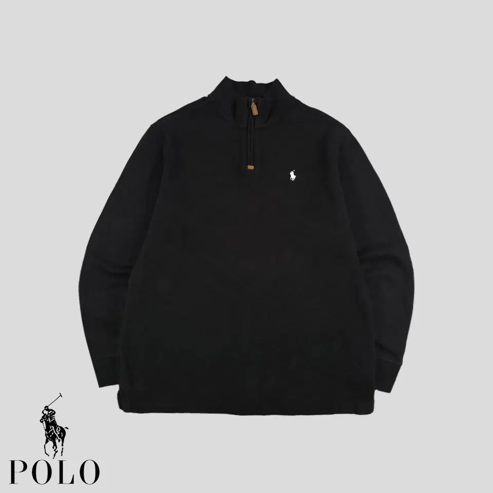 Polo Ralph Lauren Black White Pony Half Zip Up Half Zip Up Cotton100 Minimalist Simple Mock