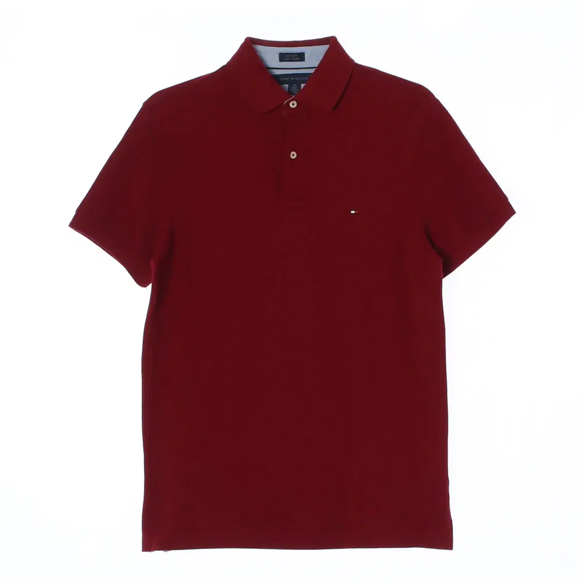 [S]Tommy Hilfiger Red Wine Short Sleeve kara Polo T-Shirt