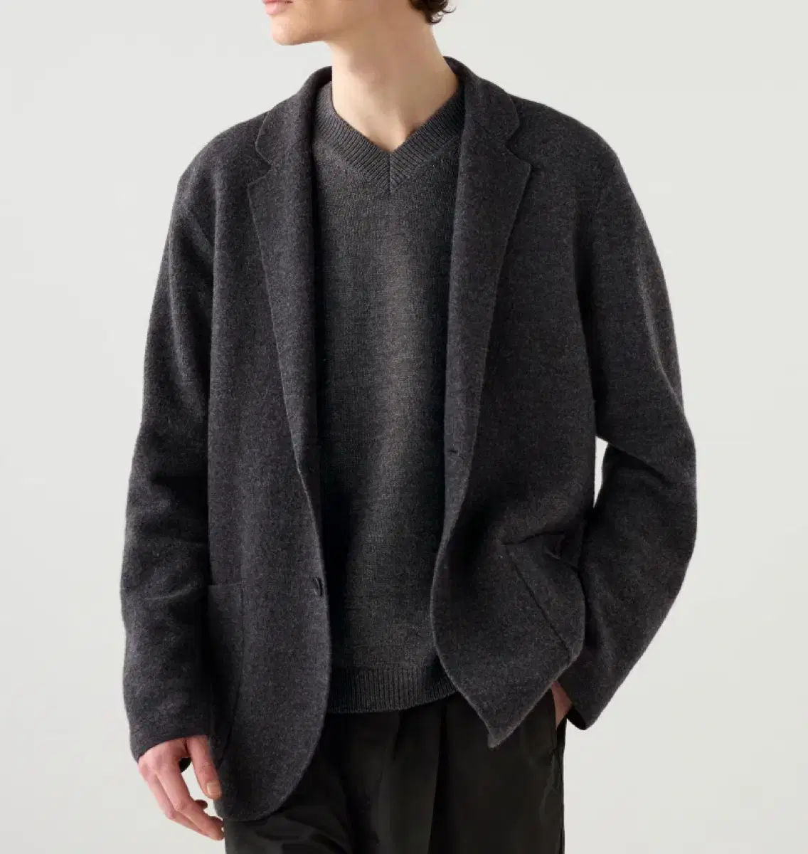 [US M] Uniqloc Knit jacket dark gray