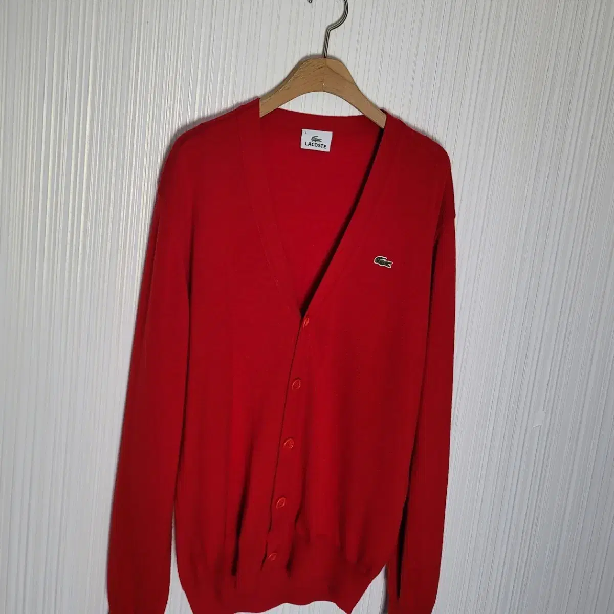 100_Lacoste Cardigan Wool Knit Red Basic