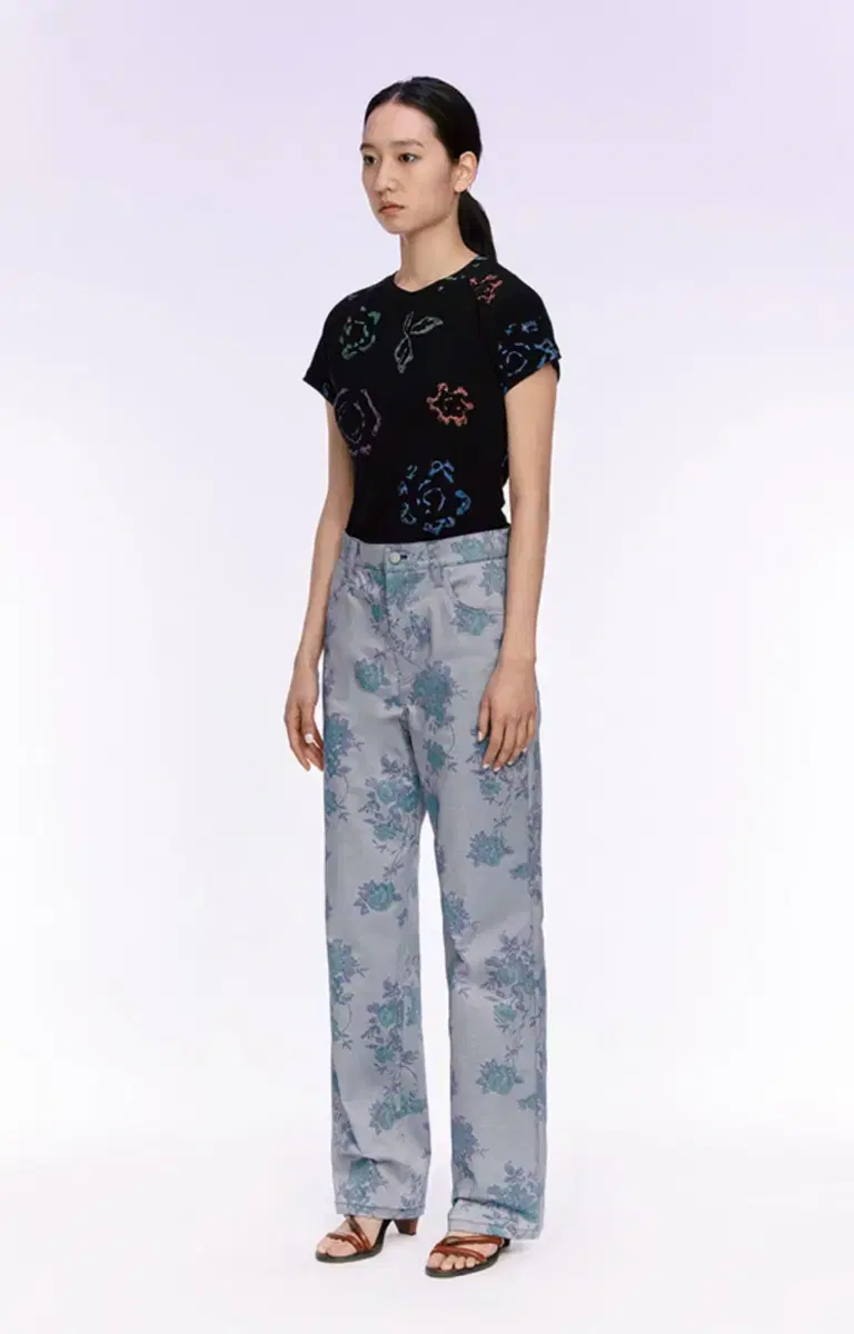 Teak 티크 blue rose pants