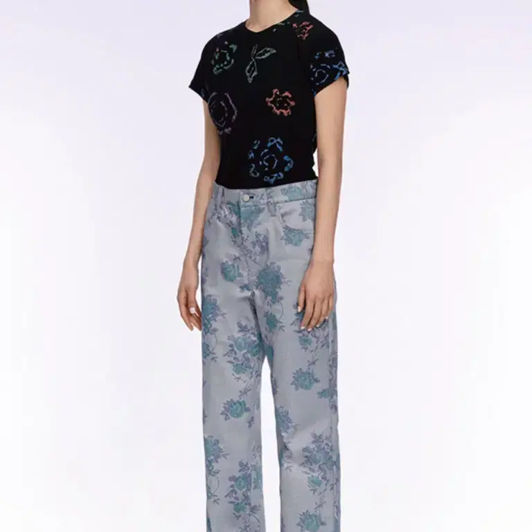 Teak 티크 blue rose pants