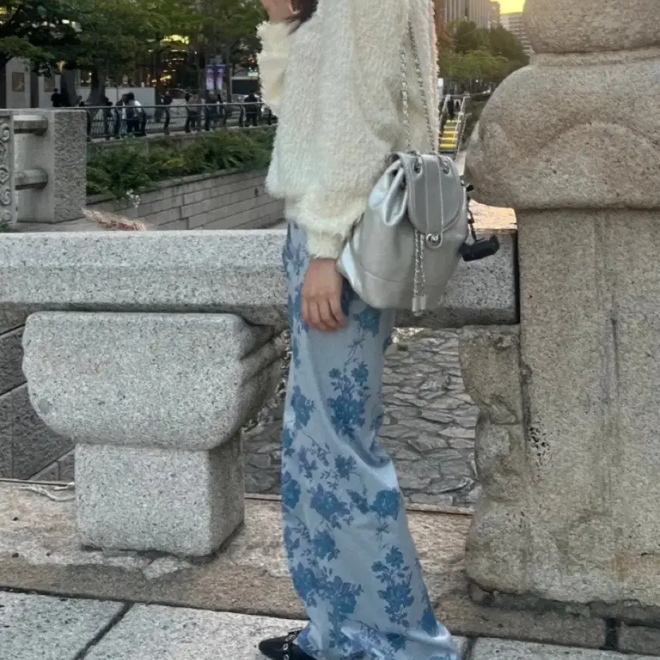 Teak 티크 blue rose pants