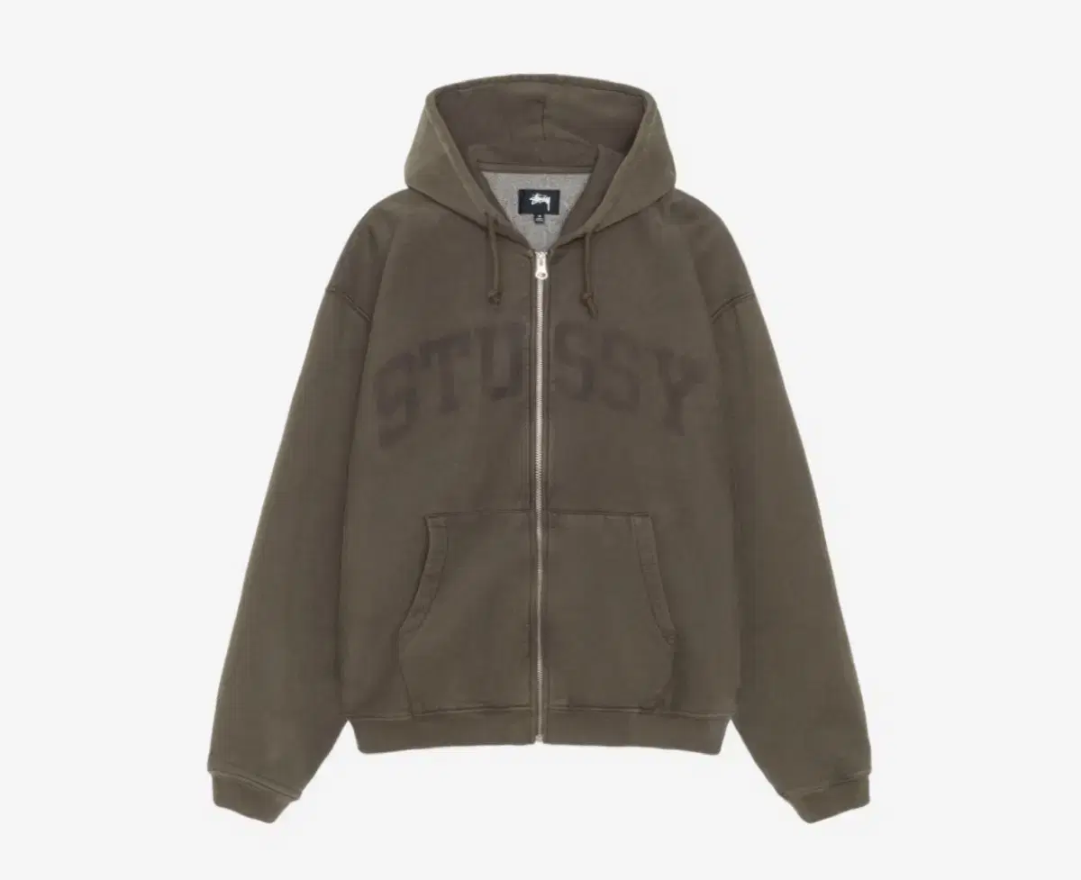 Stussy Fei Faded Graphic Zip-Up Hoodie Olive XL New