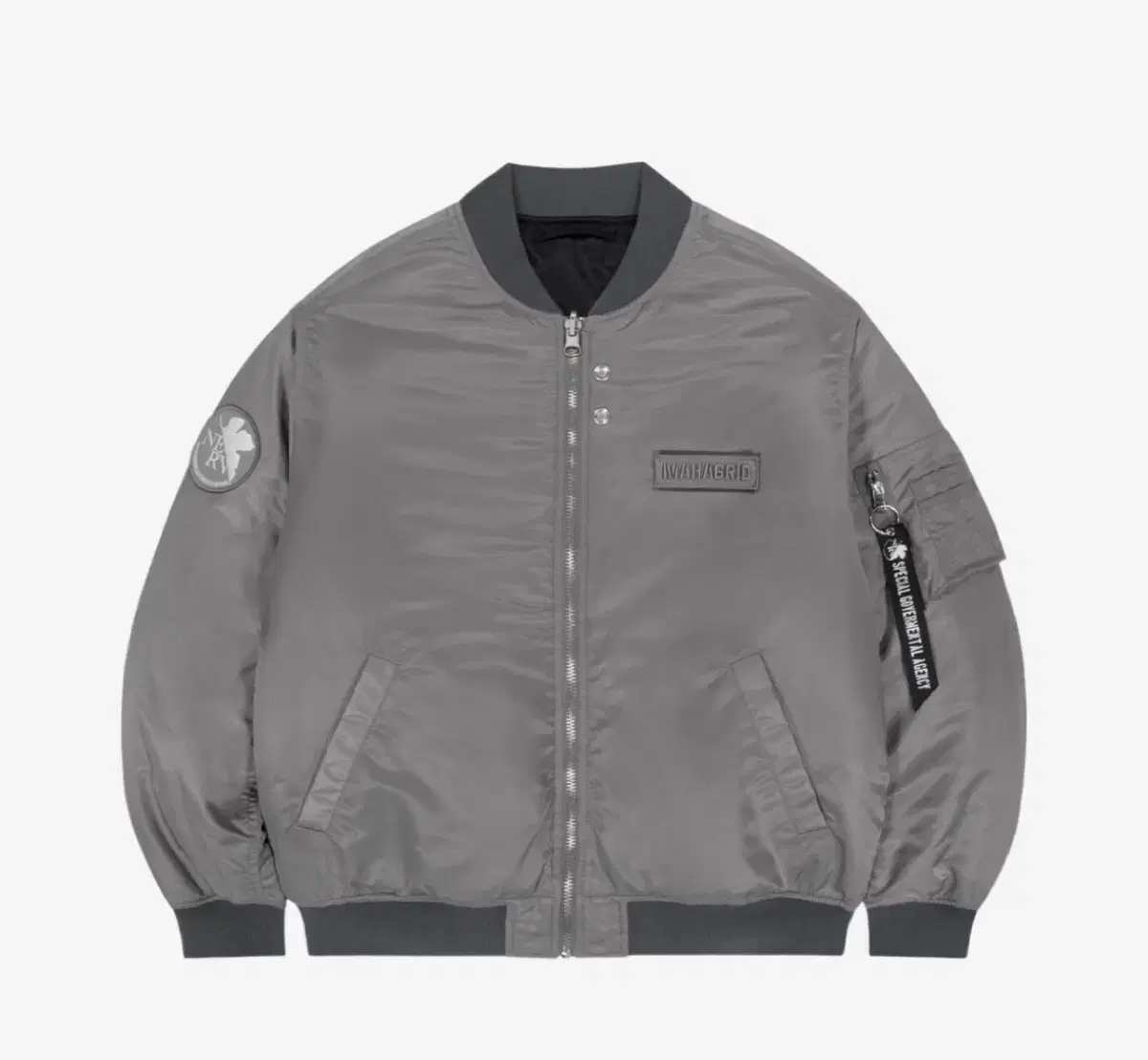 Mahagrid Evangelion Nerf Reversible Bomber Jacket Silver