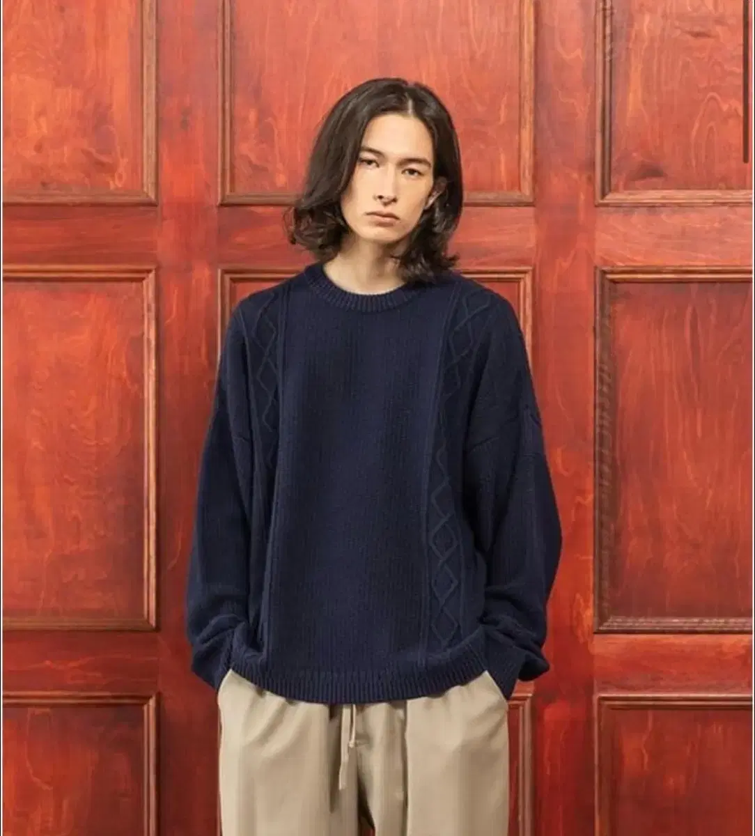 [3] Beguin 202 x 707 (909) Pullover Cable Knit Navy