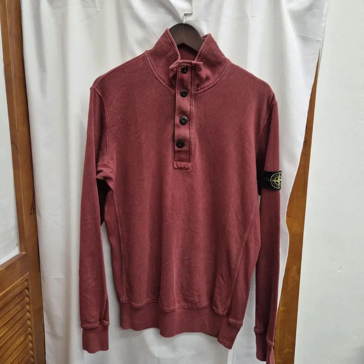 Stone Island High-Neck Button-Down Sweatshirt 105