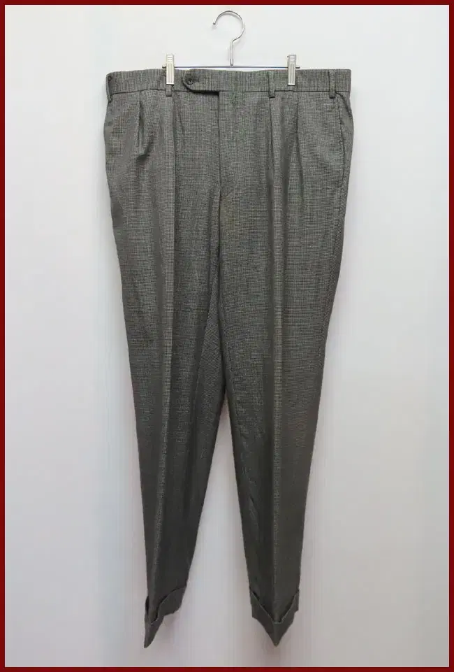 Burberry/Grey plaid trousers/36-inch/braided leather