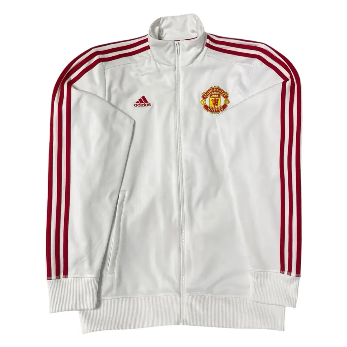 Adidas Vintage Manchester United White Red Track Top Jersey L