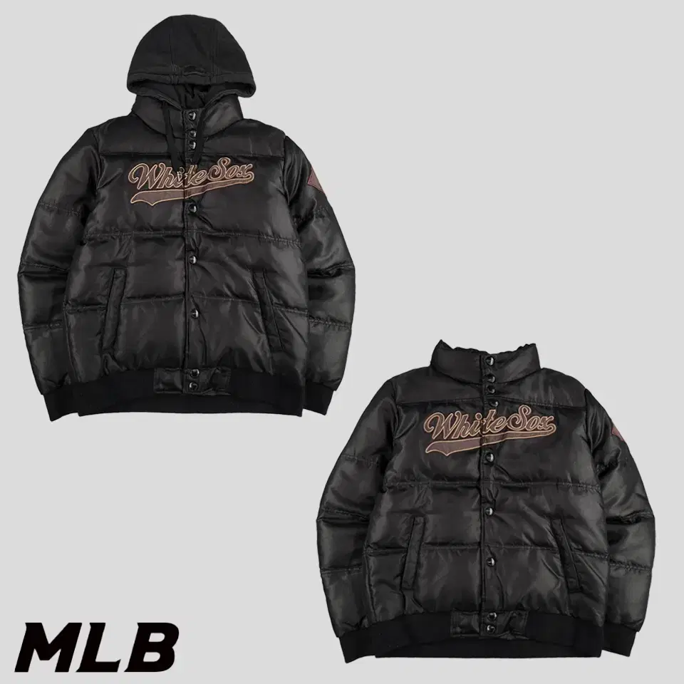 MLB mLB black tonal White Sox logo patch embroidered nylon hooded duck with duck duck down