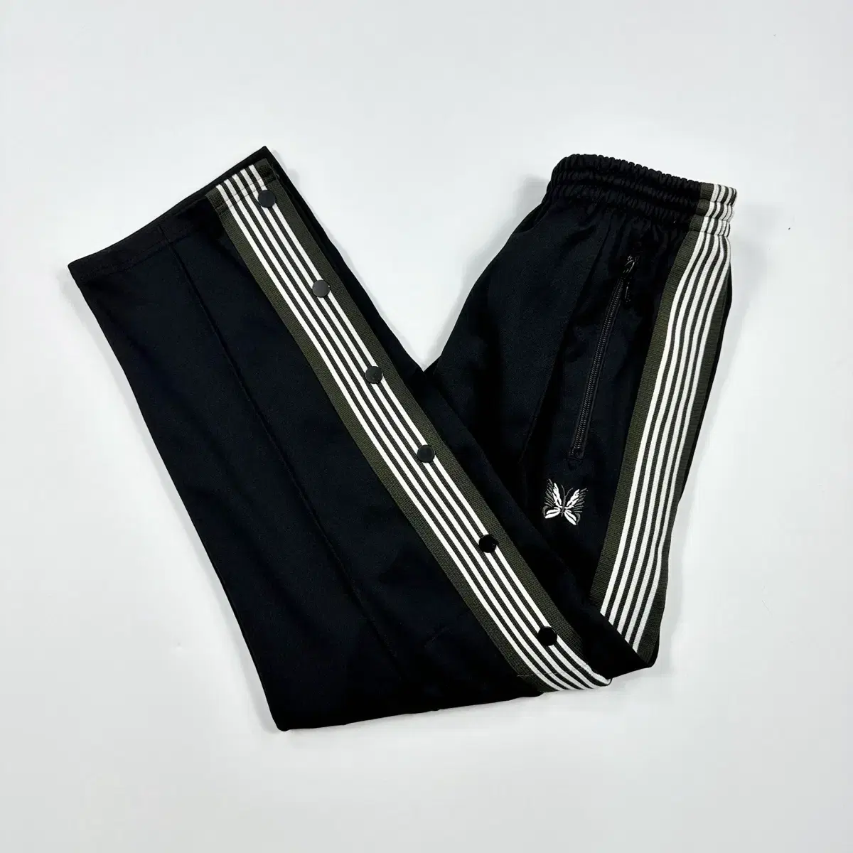 (M) Needles Japan Snap Button Regular Track Pants Black