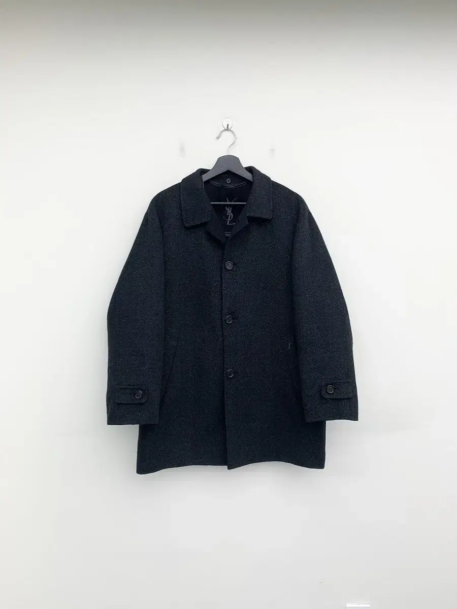 Yves Saint Laurent Pour Homme Charcoal Gray Half Coat