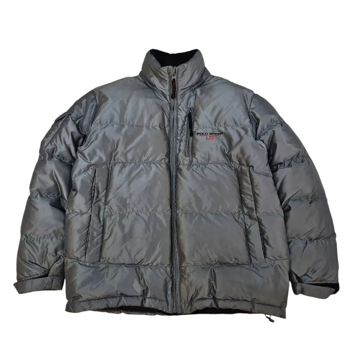 POLO) 90s Polo Sport Down Puffer Padded Metallic Silver