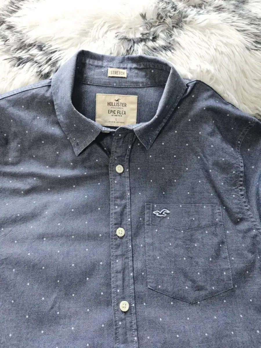 Hollister Hollister Denim Shirt Y Shirt Polka Dot Patan Young Men's L