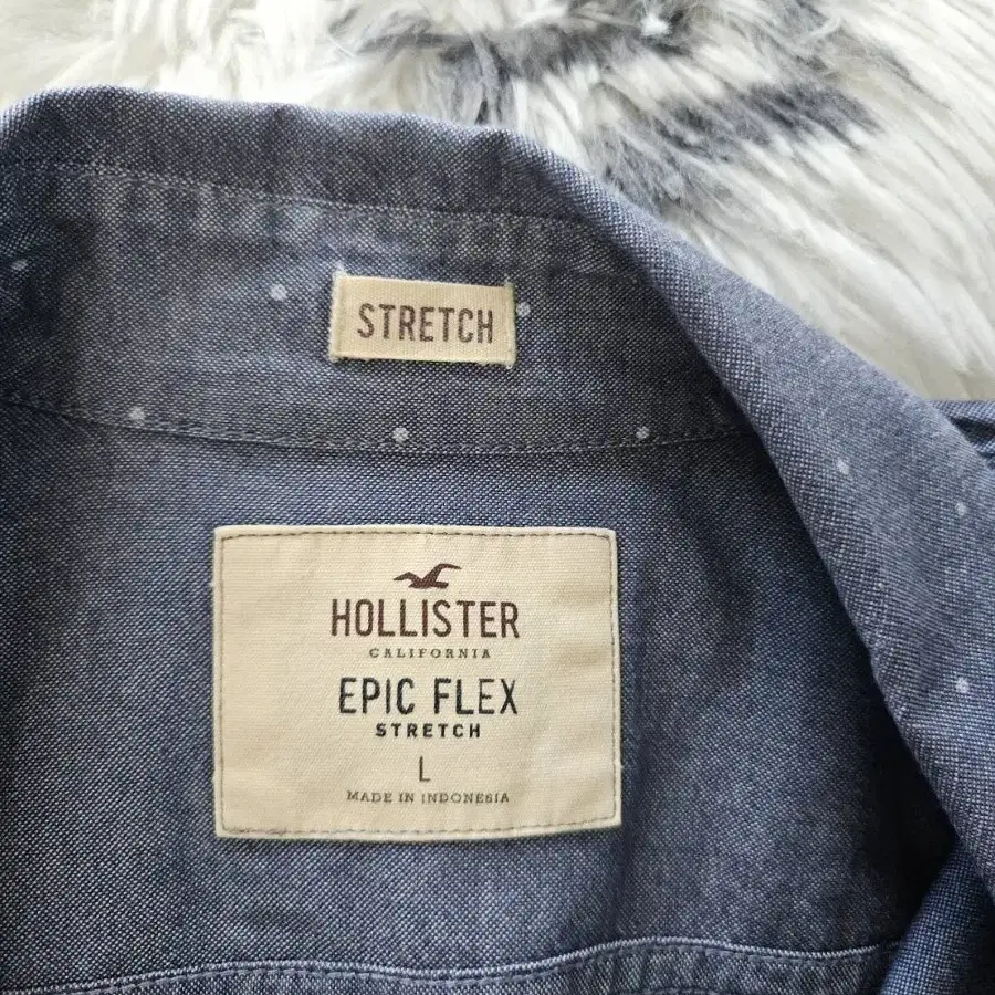 홀리스터 hollister 데님셔츠 와이셔츠 물방울 패탄 청남방 L